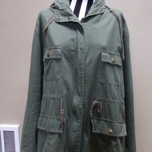 Active USA Utility Hooded Full Zip Jacket Olive Green Style #J7044 Women's 2X
